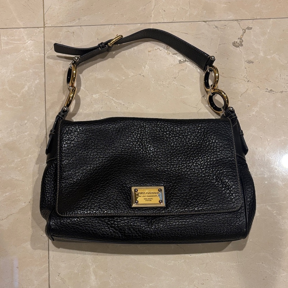 Dolce & Gabbana NEW Black Leather Shoulder Bag